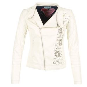 Desigual White Leather Jacker